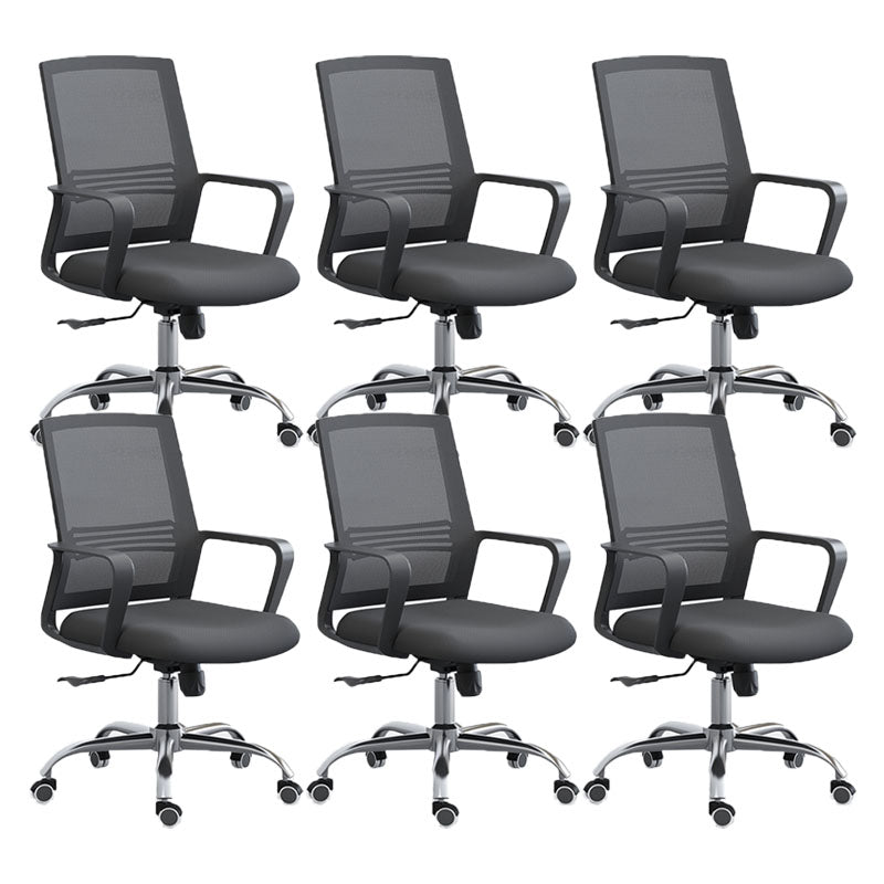 Modern Breathable Mesh Office Chair Nylon Fixed Arm Task Chair 6 Piece Set Steel Without Headrest Clearhalo 'furn' 'furn_office_chair' 'Furniture' 'Office Chairs' 'Office Furniture' 'office_chair' 5671294