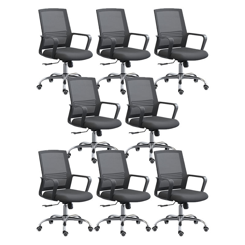 Modern Breathable Mesh Office Chair Nylon Fixed Arm Task Chair 8 Piece Set Steel Without Headrest Clearhalo 'furn' 'furn_office_chair' 'Furniture' 'Office Chairs' 'Office Furniture' 'office_chair' 5671296