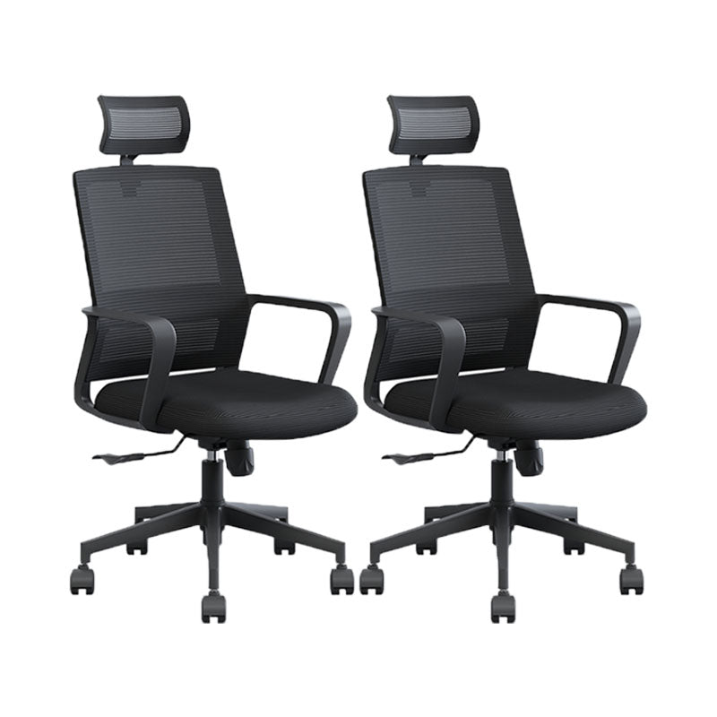 Modern Breathable Mesh Office Chair Nylon Fixed Arm Task Chair 2 Piece Set Nylon With Headrest Clearhalo 'furn' 'furn_office_chair' 'Furniture' 'Office Chairs' 'Office Furniture' 'office_chair' 5671299