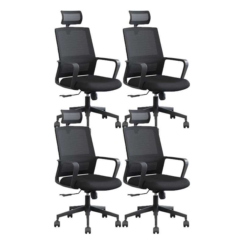 Modern Breathable Mesh Office Chair Nylon Fixed Arm Task Chair 4 Piece Set Nylon With Headrest Clearhalo 'furn' 'furn_office_chair' 'Furniture' 'Office Chairs' 'Office Furniture' 'office_chair' 5671300
