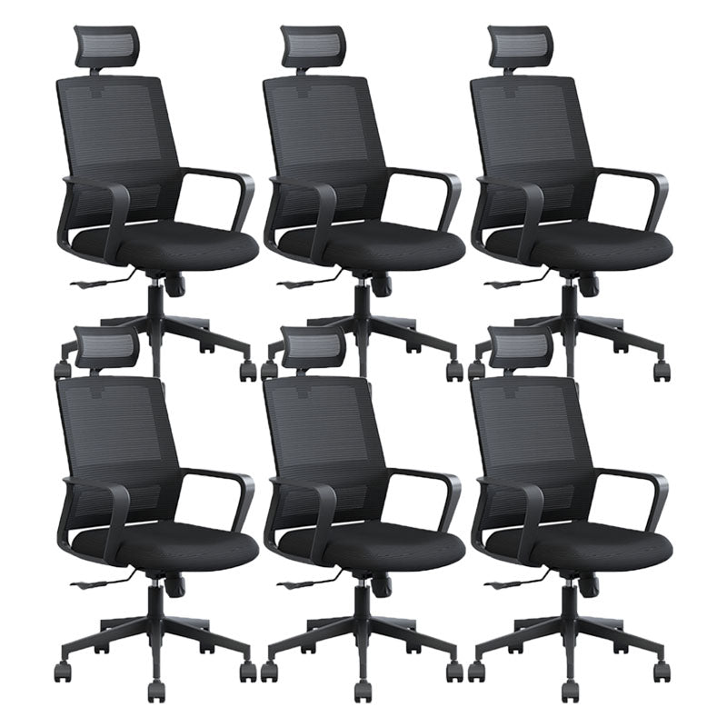 Modern Breathable Mesh Office Chair Nylon Fixed Arm Task Chair 6 Piece Set Nylon With Headrest Clearhalo 'furn' 'furn_office_chair' 'Furniture' 'Office Chairs' 'Office Furniture' 'office_chair' 5671301