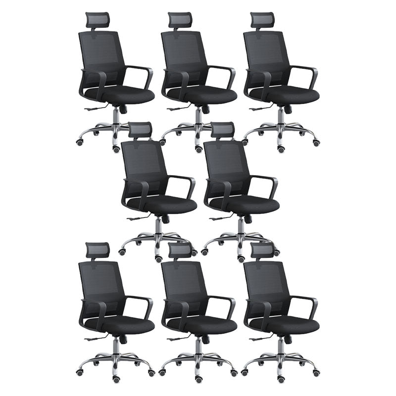 Modern Breathable Mesh Office Chair Nylon Fixed Arm Task Chair 8 Piece Set Steel With Headrest Clearhalo 'furn' 'furn_office_chair' 'Furniture' 'Office Chairs' 'Office Furniture' 'office_chair' 5671307