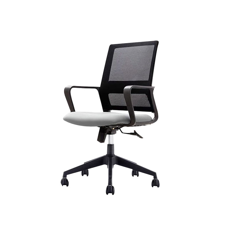 Ergonomic Mesh Mid-Back Desk Chair Tilt Mechanism Office Chair Grey 1 Piece Clearhalo 'furn' 'furn_office_chair' 'Furniture' 'Office Chairs' 'Office Furniture' 'office_chair' 5671313