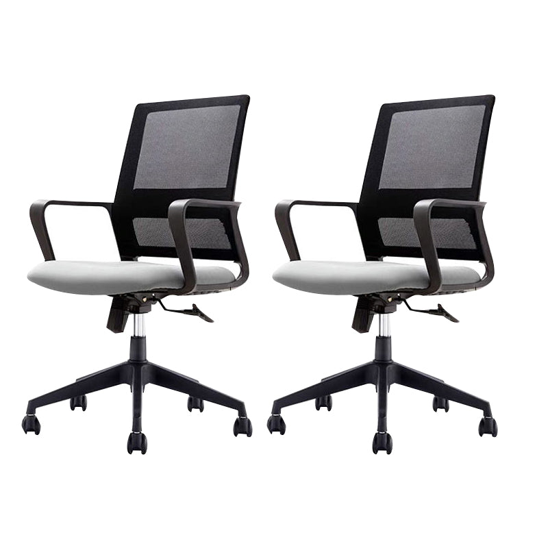 Ergonomic Mesh Mid-Back Desk Chair Tilt Mechanism Office Chair Grey 2 Piece Set Clearhalo 'furn' 'furn_office_chair' 'Furniture' 'Office Chairs' 'Office Furniture' 'office_chair' 5671314