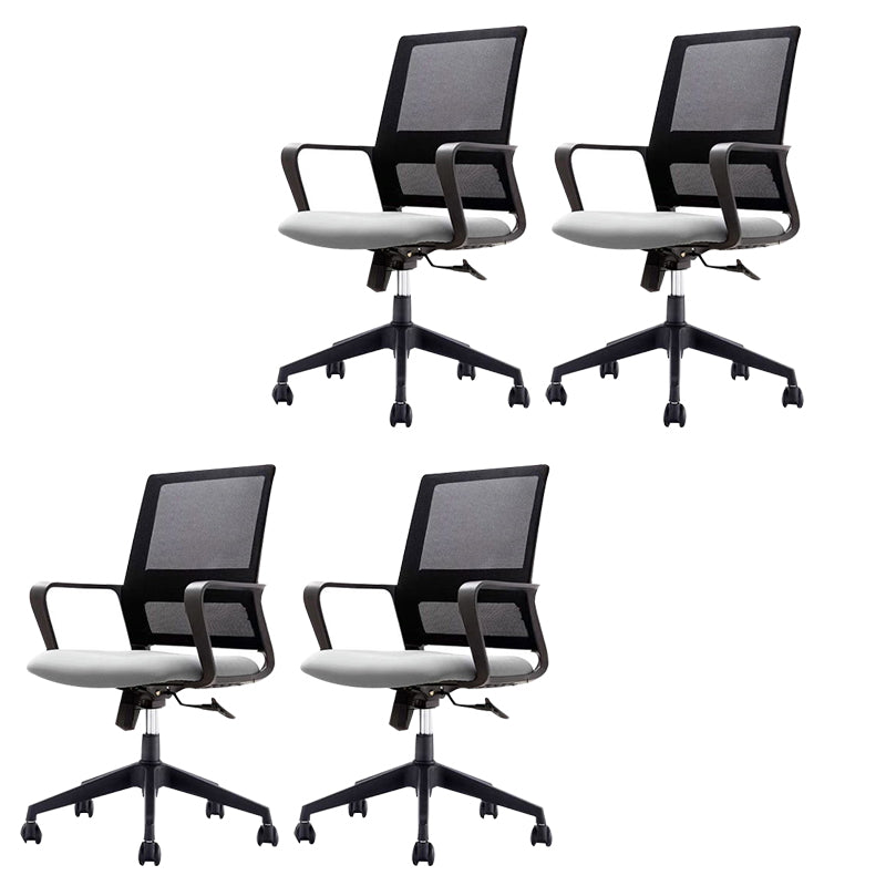 Ergonomic Mesh Mid-Back Desk Chair Tilt Mechanism Office Chair Grey 4 Piece Set Clearhalo 'furn' 'furn_office_chair' 'Furniture' 'Office Chairs' 'Office Furniture' 'office_chair' 5671317