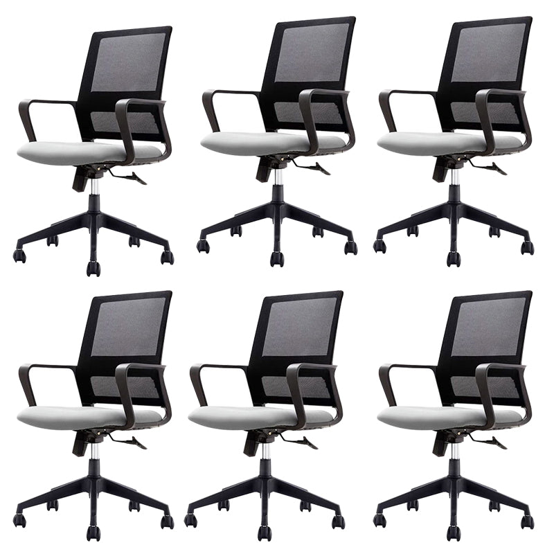 Ergonomic Mesh Mid-Back Desk Chair Tilt Mechanism Office Chair Grey 6 Piece Set Clearhalo 'furn' 'furn_office_chair' 'Furniture' 'Office Chairs' 'Office Furniture' 'office_chair' 5671319