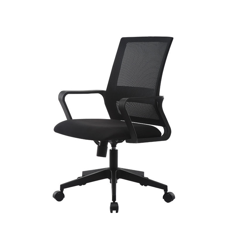 Ergonomic Mesh Mid-Back Desk Chair Tilt Mechanism Office Chair Gloss Black 1 Piece Clearhalo 'furn' 'furn_office_chair' 'Furniture' 'Office Chairs' 'Office Furniture' 'office_chair' 5671320