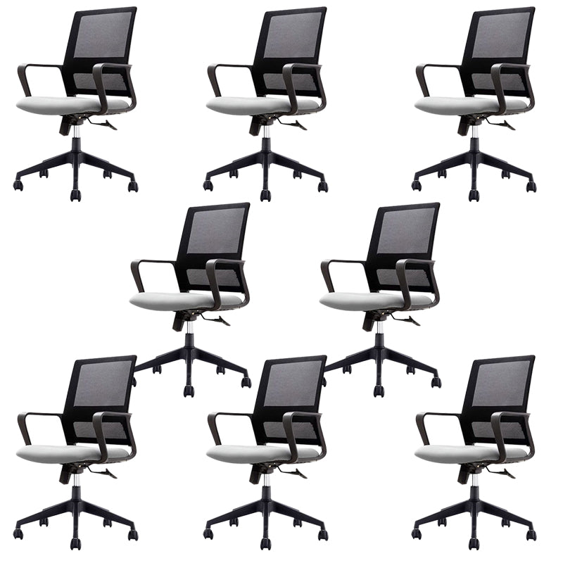 Ergonomic Mesh Mid-Back Desk Chair Tilt Mechanism Office Chair 8 Piece Set Clearhalo 'furn' 'furn_office_chair' 'Furniture' 'Office Chairs' 'Office Furniture' 'office_chair' 5671321