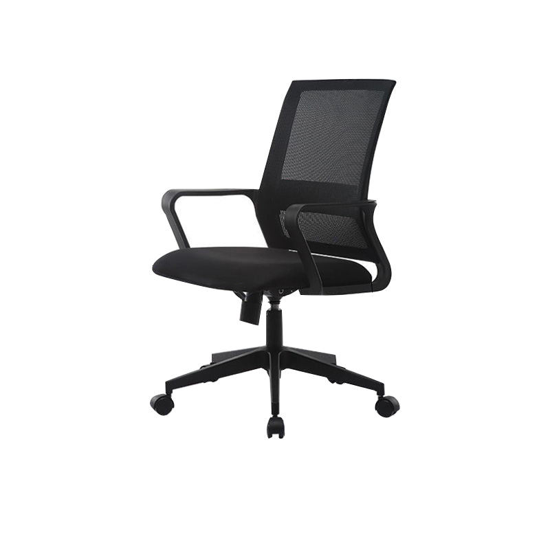 Ergonomic Mesh Mid-Back Desk Chair Tilt Mechanism Office Chair Black 1 Piece Clearhalo 'furn' 'furn_office_chair' 'Furniture' 'Office Chairs' 'Office Furniture' 'office_chair' 5671322