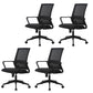 Ergonomic Mesh Mid-Back Desk Chair Tilt Mechanism Office Chair Gloss Black 4 Piece Set Clearhalo 'furn' 'furn_office_chair' 'Furniture' 'Office Chairs' 'Office Furniture' 'office_chair' 5671331