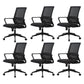 Ergonomic Mesh Mid-Back Desk Chair Tilt Mechanism Office Chair Gloss Black 6 Piece Set Clearhalo 'furn' 'furn_office_chair' 'Furniture' 'Office Chairs' 'Office Furniture' 'office_chair' 5671332