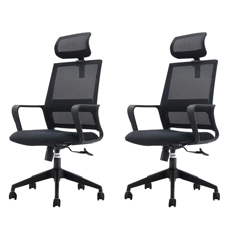 Ergonomic Mesh Mid-Back Desk Chair Tilt Mechanism Office Chair Textured Black 2 Piece Set Clearhalo 'furn' 'furn_office_chair' 'Furniture' 'Office Chairs' 'Office Furniture' 'office_chair' 5671335