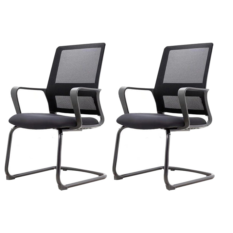 Ergonomic Mesh Mid-Back Desk Chair Tilt Mechanism Office Chair Matte Black 2 Piece Set Clearhalo 'furn' 'furn_office_chair' 'Furniture' 'Office Chairs' 'Office Furniture' 'office_chair' 5671340