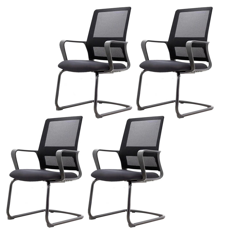 Ergonomic Mesh Mid-Back Desk Chair Tilt Mechanism Office Chair Matte Black 4 Piece Set Clearhalo 'furn' 'furn_office_chair' 'Furniture' 'Office Chairs' 'Office Furniture' 'office_chair' 5671341