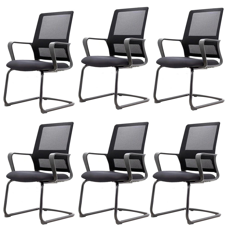 Ergonomic Mesh Mid-Back Desk Chair Tilt Mechanism Office Chair Matte Black 6 Piece Set Clearhalo 'furn' 'furn_office_chair' 'Furniture' 'Office Chairs' 'Office Furniture' 'office_chair' 5671342