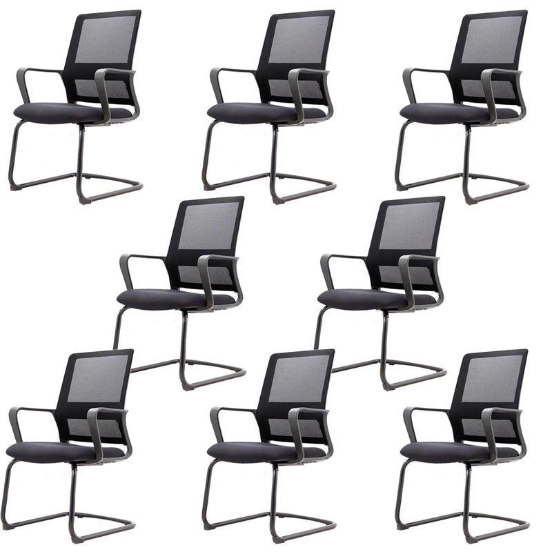 Ergonomic Mesh Mid-Back Desk Chair Tilt Mechanism Office Chair Matte Black 8 Piece Set Clearhalo 'furn' 'furn_office_chair' 'Furniture' 'Office Chairs' 'Office Furniture' 'office_chair' 5671343
