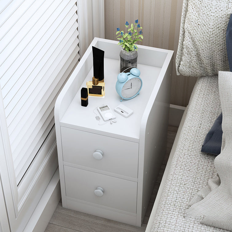 Scadinavian Wood Nightstand 20" Tall Bedside Cabinet with Drawer and Shelf 12"L x 14"W x 20"H White 2 Clearhalo 'Bedroom Furniture' 'furn' 'furn_night_stand' 'Furniture' 'night_stand' 'Nightstands' 5671385