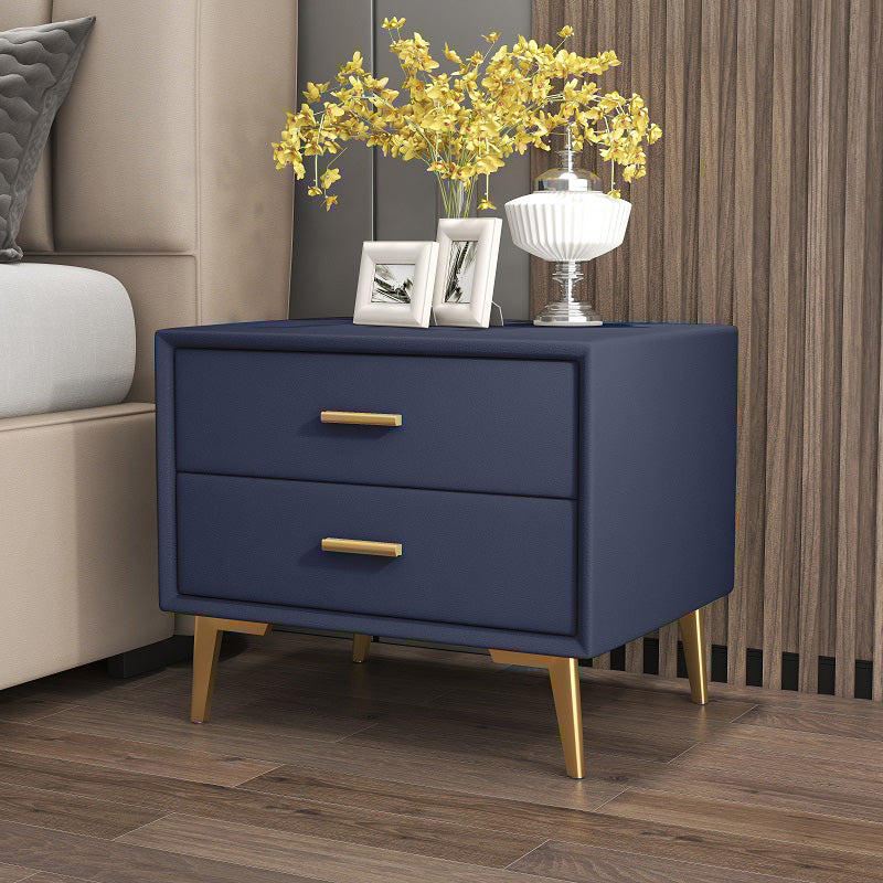 1-Drawer Nightstand 18.5" H Wooden Bed Nightstand with 4 Legs Dark Blue Clearhalo 'Bedroom Furniture' 'furn' 'furn_night_stand' 'Furniture' 'night_stand' 'Nightstands' 5671442