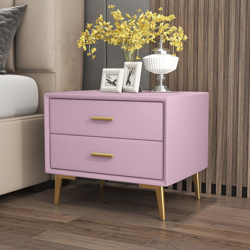 1-Drawer Nightstand 18.5" H Wooden Bed Nightstand with 4 Legs Pink Clearhalo 'Bedroom Furniture' 'furn' 'furn_night_stand' 'Furniture' 'night_stand' 'Nightstands' 5671444