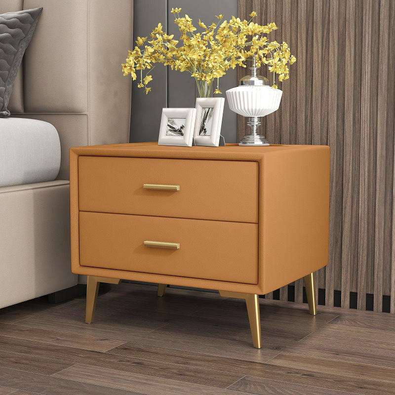 1-Drawer Nightstand 18.5" H Wooden Bed Nightstand with 4 Legs Orange Yellow Clearhalo 'Bedroom Furniture' 'furn' 'furn_night_stand' 'Furniture' 'night_stand' 'Nightstands' 5671448