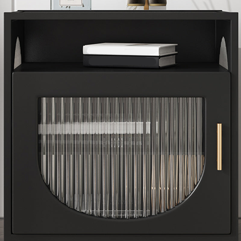 Modern Metal Nightstand Shelf Storage Glass Top Legs Included Bed Cabinet with Door