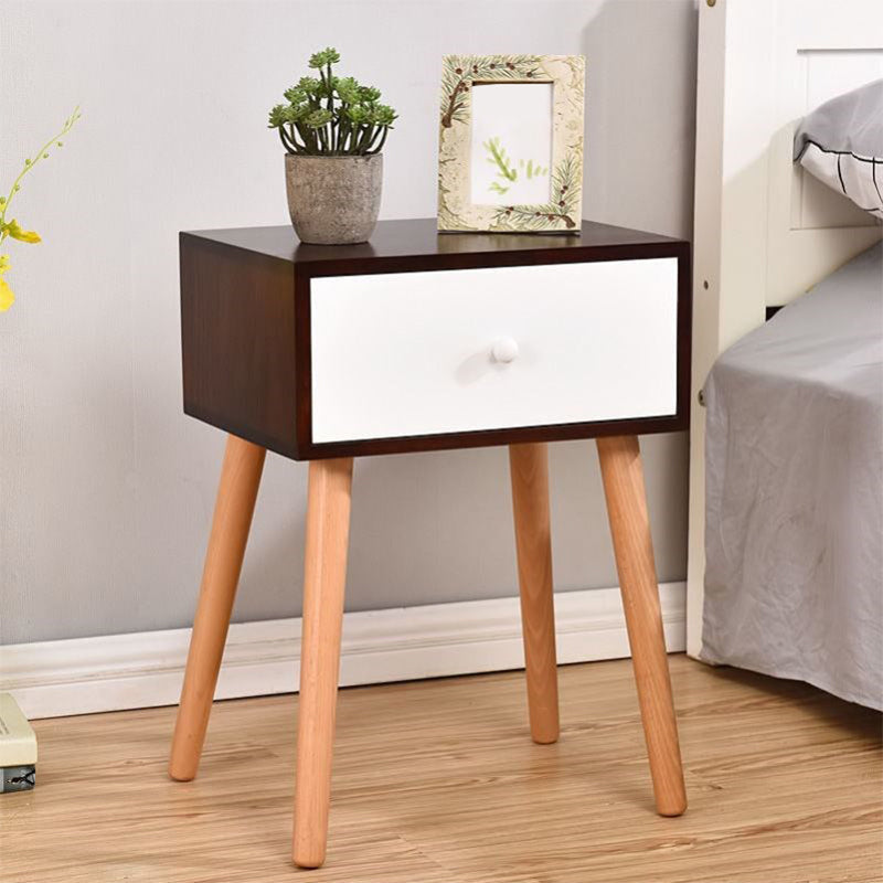 Modern 18 Inch H Nightstand Solid Wood 1-Drawer Night Table with Legs Clearhalo 'Bedroom Furniture' 'furn' 'furn_night_stand' 'Furniture' 'night_stand' 'Nightstands' 5671614