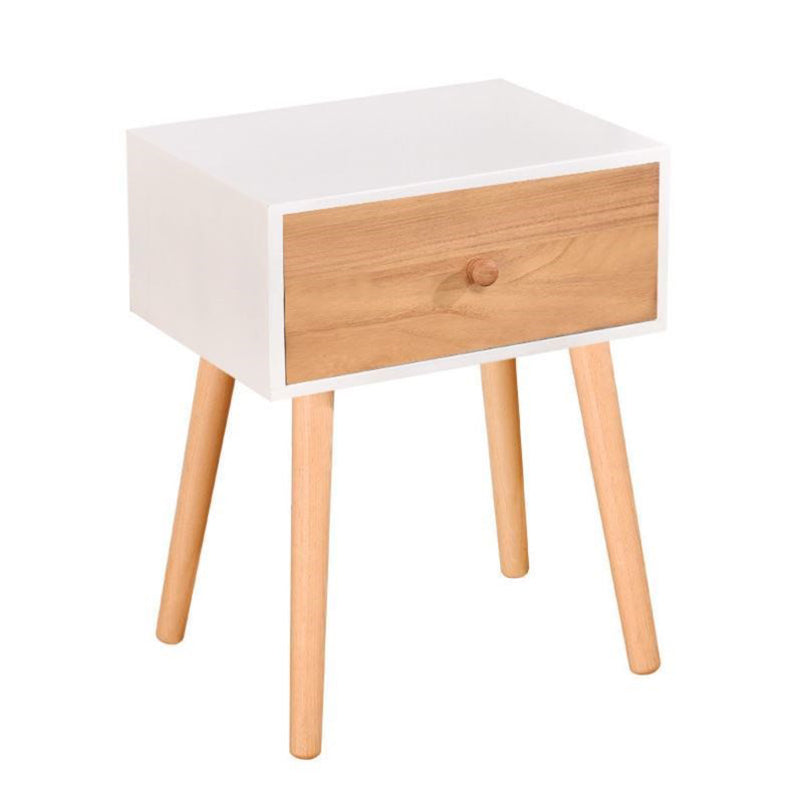 Modern 18 Inch H Nightstand Solid Wood 1-Drawer Night Table with Legs Natural Wood White Clearhalo 'Bedroom Furniture' 'furn' 'furn_night_stand' 'Furniture' 'night_stand' 'Nightstands' 5671620