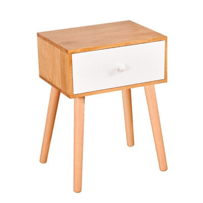 Modern 18 Inch H Nightstand Solid Wood 1-Drawer Night Table with Legs White-Yellow Clearhalo 'Bedroom Furniture' 'furn' 'furn_night_stand' 'Furniture' 'night_stand' 'Nightstands' 5671621