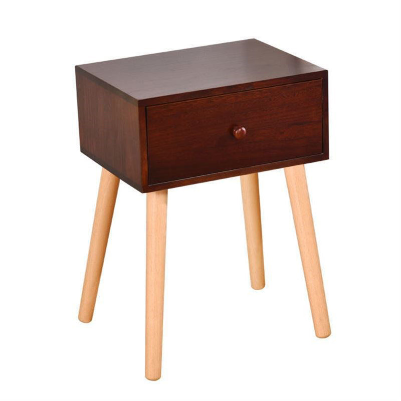Modern 18 Inch H Nightstand Solid Wood 1-Drawer Night Table with Legs Red Brown Clearhalo 'Bedroom Furniture' 'furn' 'furn_night_stand' 'Furniture' 'night_stand' 'Nightstands' 5671623