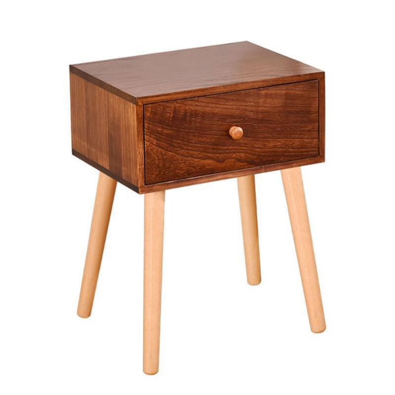 Modern 18 Inch H Nightstand Solid Wood 1-Drawer Night Table with Legs Walnut Clearhalo 'Bedroom Furniture' 'furn' 'furn_night_stand' 'Furniture' 'night_stand' 'Nightstands' 5671627