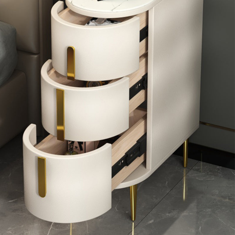 24 pouces H Glam Night Table Stone Top Top 3 Legs de rangement des tirages inclus la table de nuit