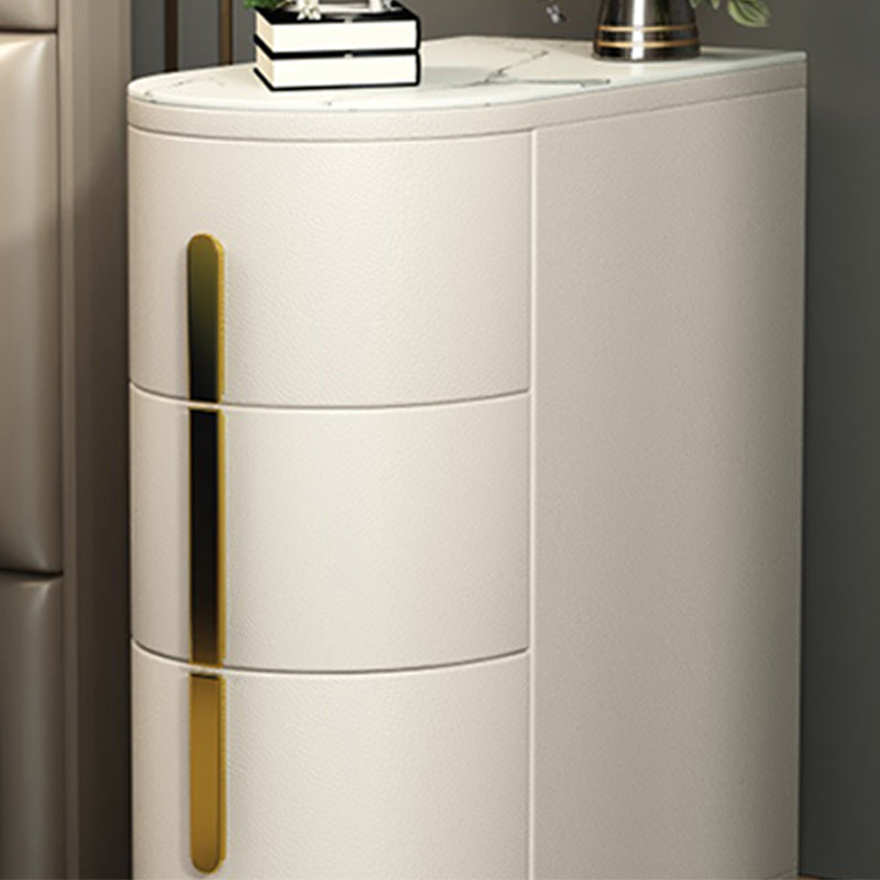 24 pouces H Glam Night Table Stone Top Top 3 Legs de rangement des tirages inclus la table de nuit