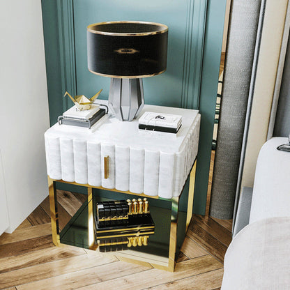 Moderno shelf da tavolo da notte da 20 pollici da 20 pollici in pietra da commonone