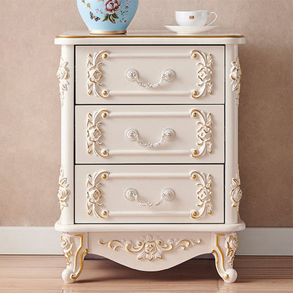Glam Storage Chest White Artificial Wood Storage Chest Dresser with Drawers and Doors