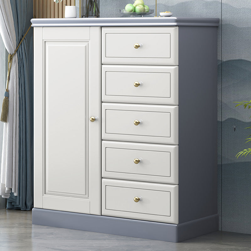 16" D Rubber Wood Storage Chest Bedroom Combo Dresser with 1 Door 31"L x 16"W x 39"H Gray-White Clearhalo 'Bedroom Furniture' 'Dressers & Chests' 'dressers_chests' 'furn' 'furn_dressers_chests' 'Furniture' 5671891