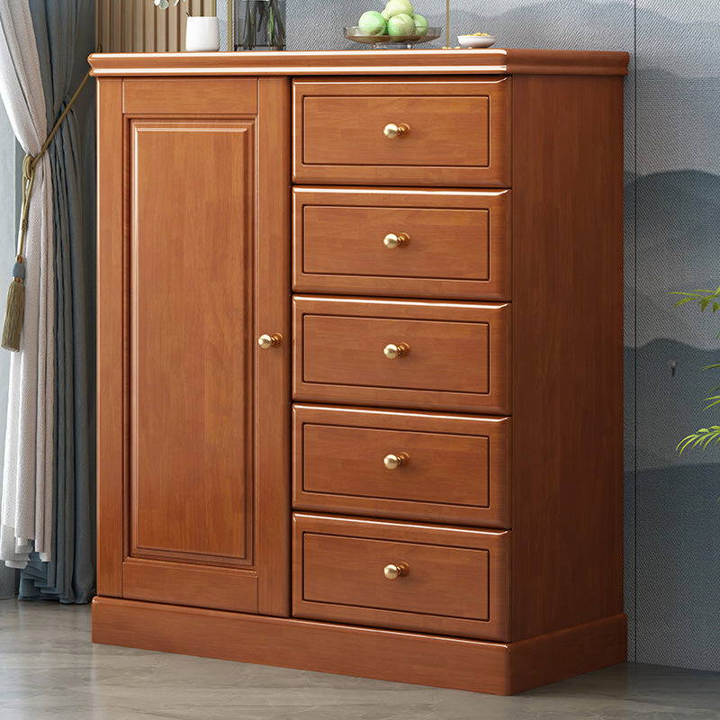 16" D Rubber Wood Storage Chest Bedroom Combo Dresser with 1 Door 31"L x 16"W x 39"H Brown Clearhalo 'Bedroom Furniture' 'Dressers & Chests' 'dressers_chests' 'furn' 'furn_dressers_chests' 'Furniture' 5671902