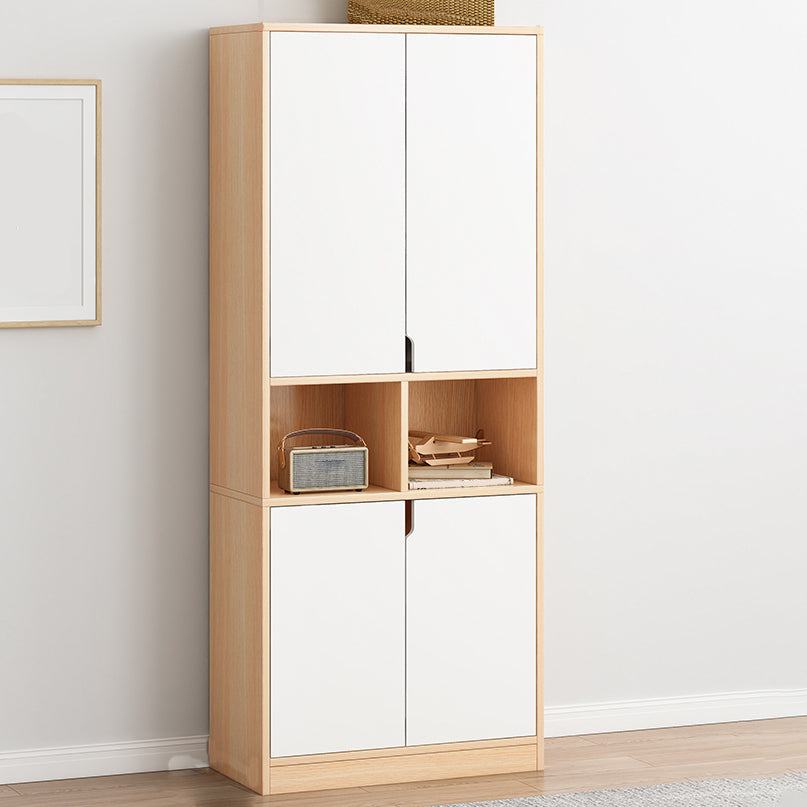 Wooden Standard Bookcase 12" D with Doors Closed Back Vertical Bookshelf 23.6"L x 11.8"W x 72.0"H Wood+Beige Clearhalo 'Bookcases' 'furn' 'furn_bookcases' 'Furniture' 'Office Furniture' 5672077