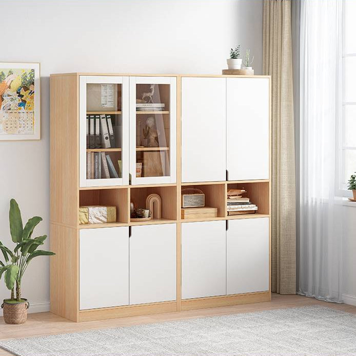 Wooden Standard Bookcase 12" D with Doors Closed Back Vertical Bookshelf Clearhalo 'Bookcases' 'furn' 'furn_bookcases' 'Furniture' 'Office Furniture' 5672079