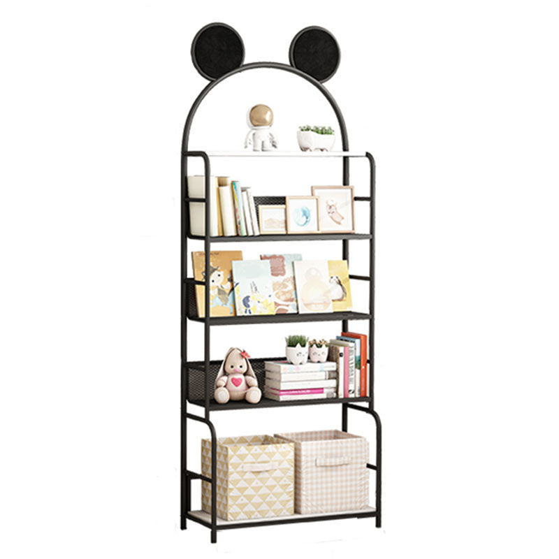 Modern Metal Bookshelf Etagere Vertical Open Shelf Bookcase in Burnish 20.5"L x 11"W x 59.1"H Black Clearhalo 'Bookcases' 'furn' 'furn_bookcases' 'Furniture' 'Office Furniture' 5672120