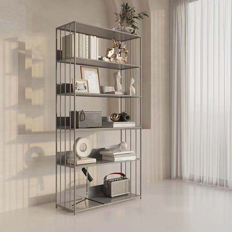 Modern Metal Bookshelf Standard Vertical Open Shelf Bookcase Clearhalo 'Bookcases' 'furn' 'furn_bookcases' 'Furniture' 'Office Furniture' 5672198