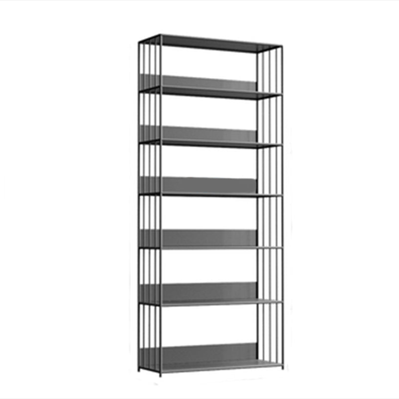 Modern Metal Bookshelf Standard Vertical Open Shelf Bookcase 31.5"L x 11.8"W x 74.8"H Black Clearhalo 'Bookcases' 'furn' 'furn_bookcases' 'Furniture' 'Office Furniture' 5672201