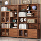 Modern Bamboo Bookshelf Brown Closed Back Shelf Bookcase With Cabinets
