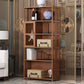 Modern Bamboo Bookshelf Brown Closed Back Shelf Bookcase With Cabinets