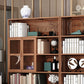 Modern Bamboo Bookshelf Brown Closed Back Shelf Bookcase With Cabinets