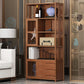 Modern Bamboo Bookshelf Brown Closed Back Shelf Bookcase With Cabinets