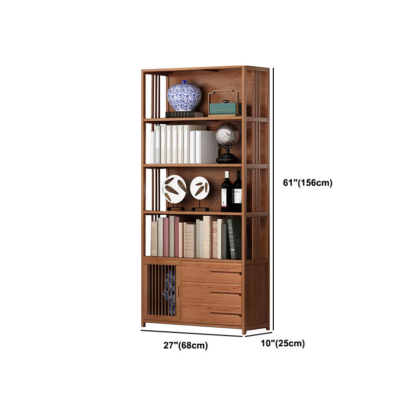 Modern Bamboo Bookshelf Brown Closed Back Shelf Bookcase With Cabinets