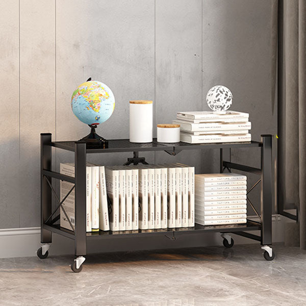 Modern Carbon Steel Bookcase with Folding Geometric Bookshelf for Any Room