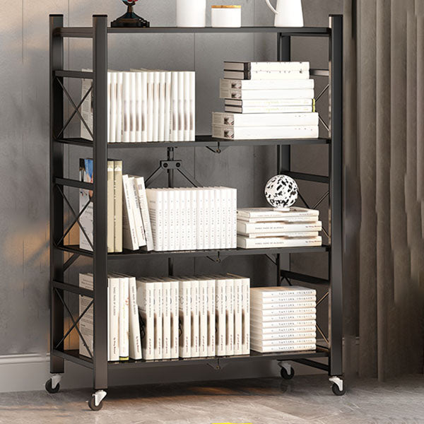 Modern Carbon Steel Bookcase with Folding Geometric Bookshelf for Any Room
