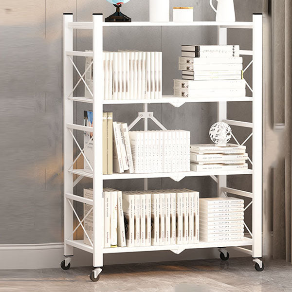Modern Carbon Steel Bookcase with Folding Geometric Bookshelf for Any Room