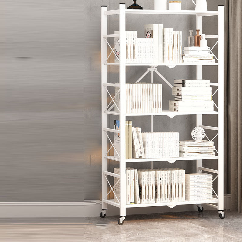 Modern Carbon Steel Bookcase with Folding Geometric Bookshelf for Any Room